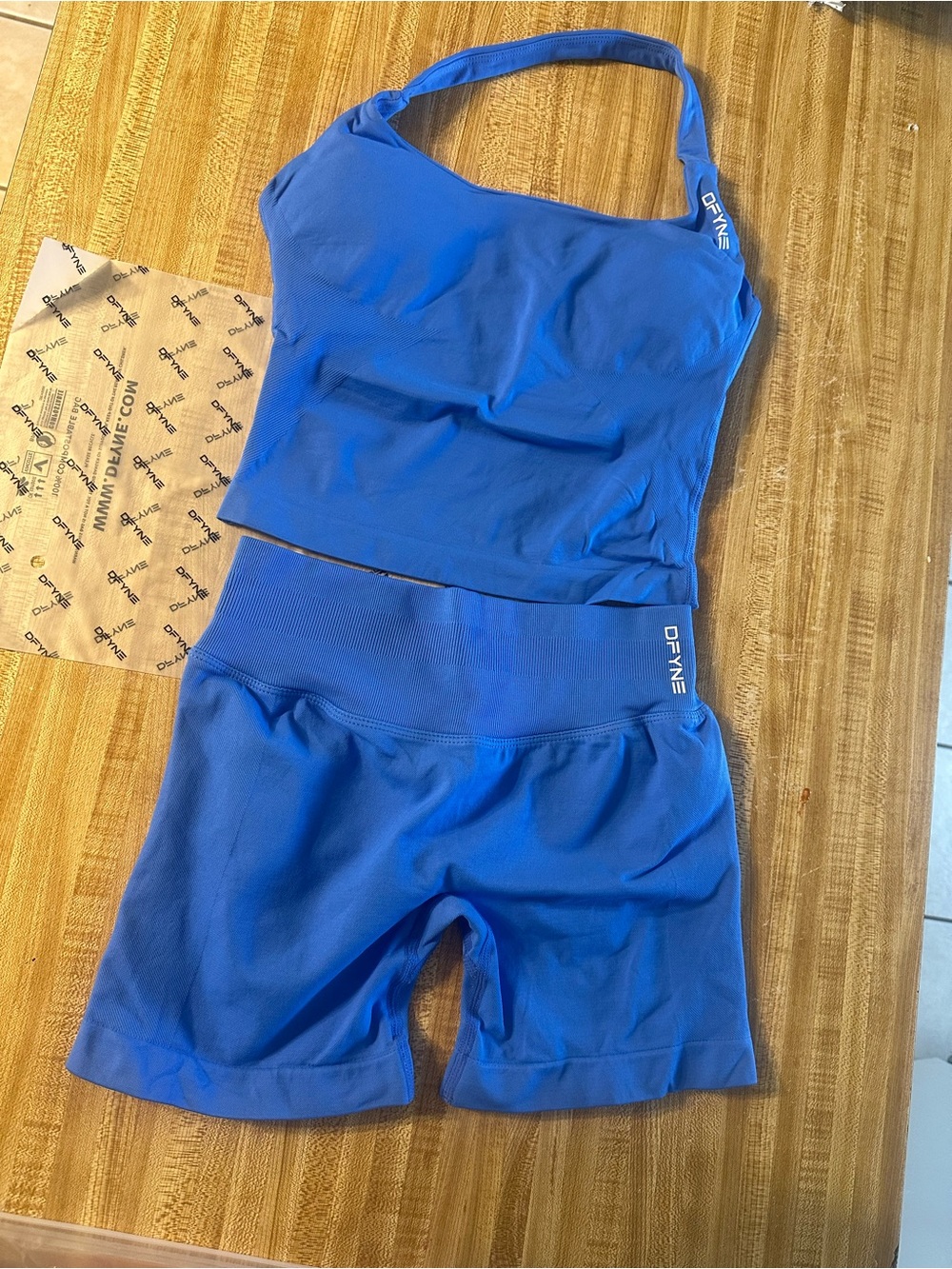 DFYNE Electric Blue High-Waist Women’s Workout Shorts